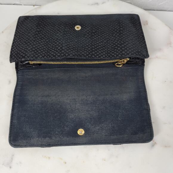 See By Chloe Checkbook Wallet 7.25" Black Soft Embossed Leather Bi-Fold Clutch - Picture 16 of 16